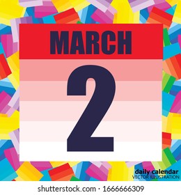 Icono del 2 de marzo. Para planificar un día importante. Cartel para fiestas y días especiales. Segundo de marzo. Ilustración vectorial.