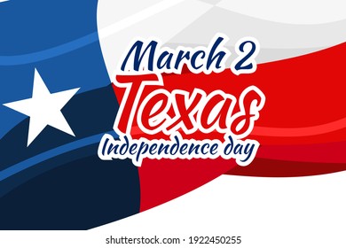 March 2, Independence day of Texas ector illustration. Suitable for greeting card, poster and banner. 