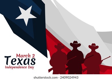 2 de Marzo, Día de la Independencia de Texas, ilustración vectorial. Adecuado para tarjetas de felicitación, afiches y banner.
