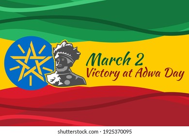 March 2, Victory at Adwa Day. Public holidays in Ethiopia vector illustration.  Suitable for greeting card, poster and banner. 