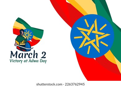 March 2, Victory at Adwa Day. Public holidays in Ethiopia vector illustration.  Suitable for greeting card, poster and banner. 