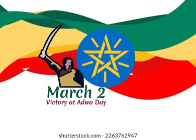 March 2, Victory at Adwa Day. Public holidays in Ethiopia vector illustration.  Suitable for greeting card, poster and banner. 