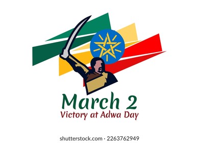 March 2, Victory at Adwa Day. Public holidays in Ethiopia vector illustration.  Suitable for greeting card, poster and banner. 