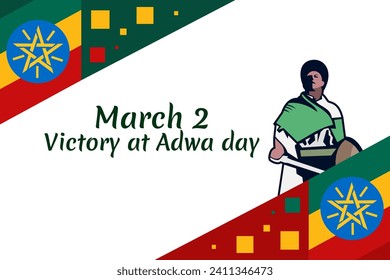 March 2, Victory at Adwa Day. Public holidays in Ethiopia vector illustration. Suitable for greeting card, poster and banner.