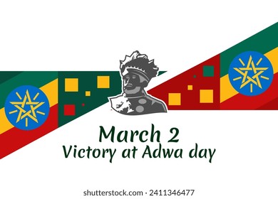 March 2, Victory at Adwa Day. Public holidays in Ethiopia vector illustration. Suitable for greeting card, poster and banner.