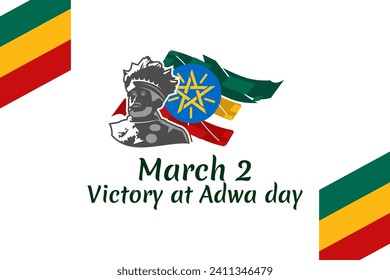 March 2, Victory at Adwa Day. Public holidays in Ethiopia vector illustration. Suitable for greeting card, poster and banner.