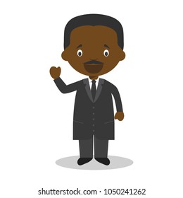 March 20, 2018: Martin Luther King Jr Cartoon Character. Vector Illustration. Kids History Collection.