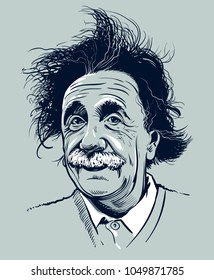 March 20, 2018: Portrait of Albert Einstein. Editorial use only. Vector illustration.