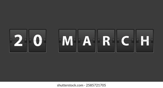 March 20 Calendar mechanical board panel letters. March Date Calendar