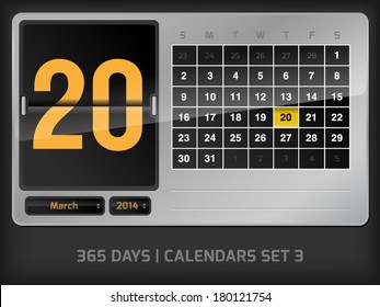 March 20 - Daily vector counter calendar - 365 days set 3