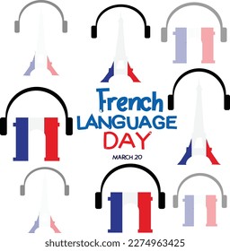 March 20 is french languange day Vector illustration.