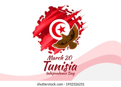 March 20. Independence Day of Tunisia vector illustration. Suitable for greeting card, poster and banner.