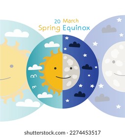 March 20 is spring equinox Vector illustration.