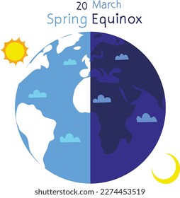 March 20 is spring equinox Vector illustration.