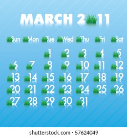 March 2011 monthly calendar