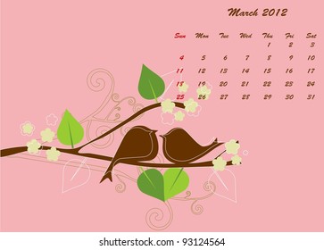 March 2012 calendar, vector