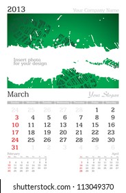 March 2013 A3 calendar - vector illustration