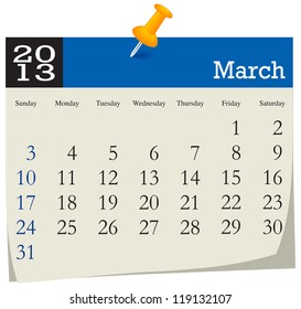 March 2013 Calendar