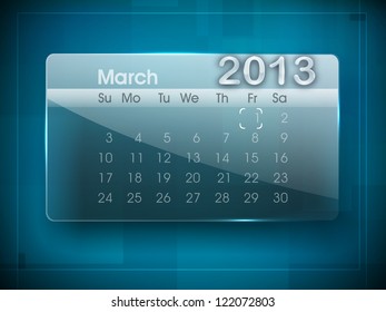 March 2013 calender. EPS 10.