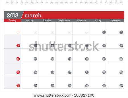march 2013-planning calendar