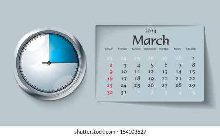 march 2014 - calendar - vector illustration
