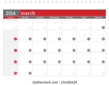 march 2014 planning calendar