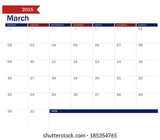March 2015 - planning calendar 