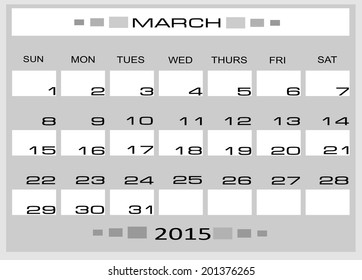 March 2015 year vector calendar