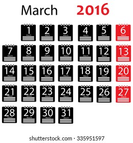 March 2016 Calendar