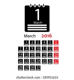 March 2016 Calendar