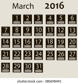 March 2016 Calendar