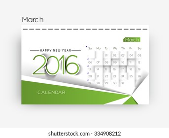 March 2016 calendar design.