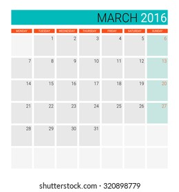 March 2016 calendar (or desk planner)