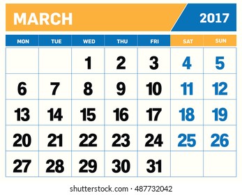 MARCH 2017 CALENDAR