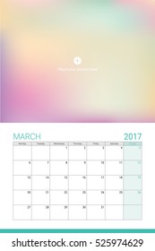 March 2017 calendar with space for your picture
