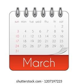 March 2019 Calendar Leaf Template Vector Illustration EPS10