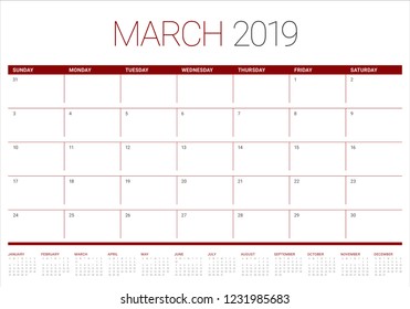 March 2019 Desk Calendar Vector Illustration Stock Vector (Royalty Free ...