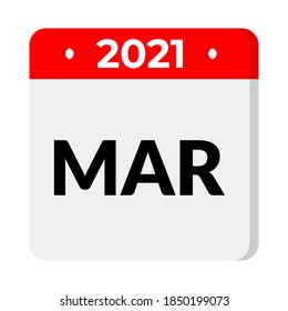 March 2021 calendar icon, vector.