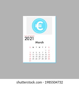 March 2021 Calendar Leaves Flat
