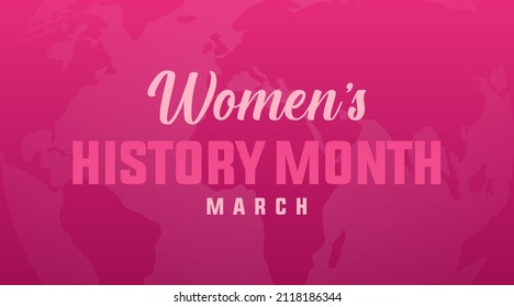 march 2022 is women's history month modern creative banner, sign, design concept, social media post, template with female women illustration and pink abstract background