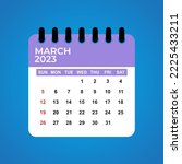 March 2023 Calendar. March 2023 Calendar Vector Illustration. Wall Desk Calendar Vector Template, Simple Minimal Design. Wall Calendar Template For March 2023.