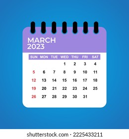 March 2023 Calendar. March 2023 Calendar Vector Illustration. Wall Desk Calendar Vector Template, Simple Minimal Design. Wall Calendar Template For March 2023. - Shutterstock ID 2225433211