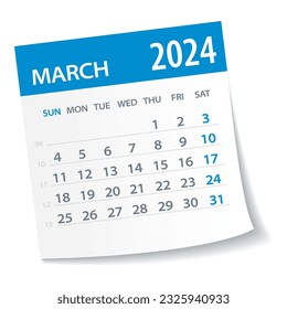 March 2024 Calendar Leaf - Illustration. Vector graphic page