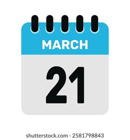 march 21 calendar icon reminder Vector month design Illustration.