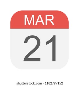 March 21 - Calendar Icon - Vector Illustration