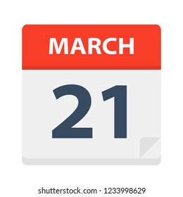 March 21 - Calendar Icon - Vector Illustration