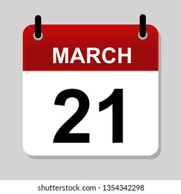 March 21 , calendar icon vector illustrstion