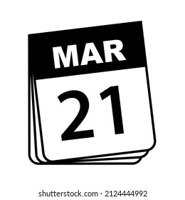 21 de marzo. Icono de calendario. Ilustración vectorial. 