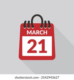 March 21 Calendar icon vector illustration.