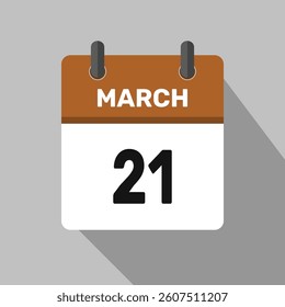 march 21 calendar icon vector month date number illustration design